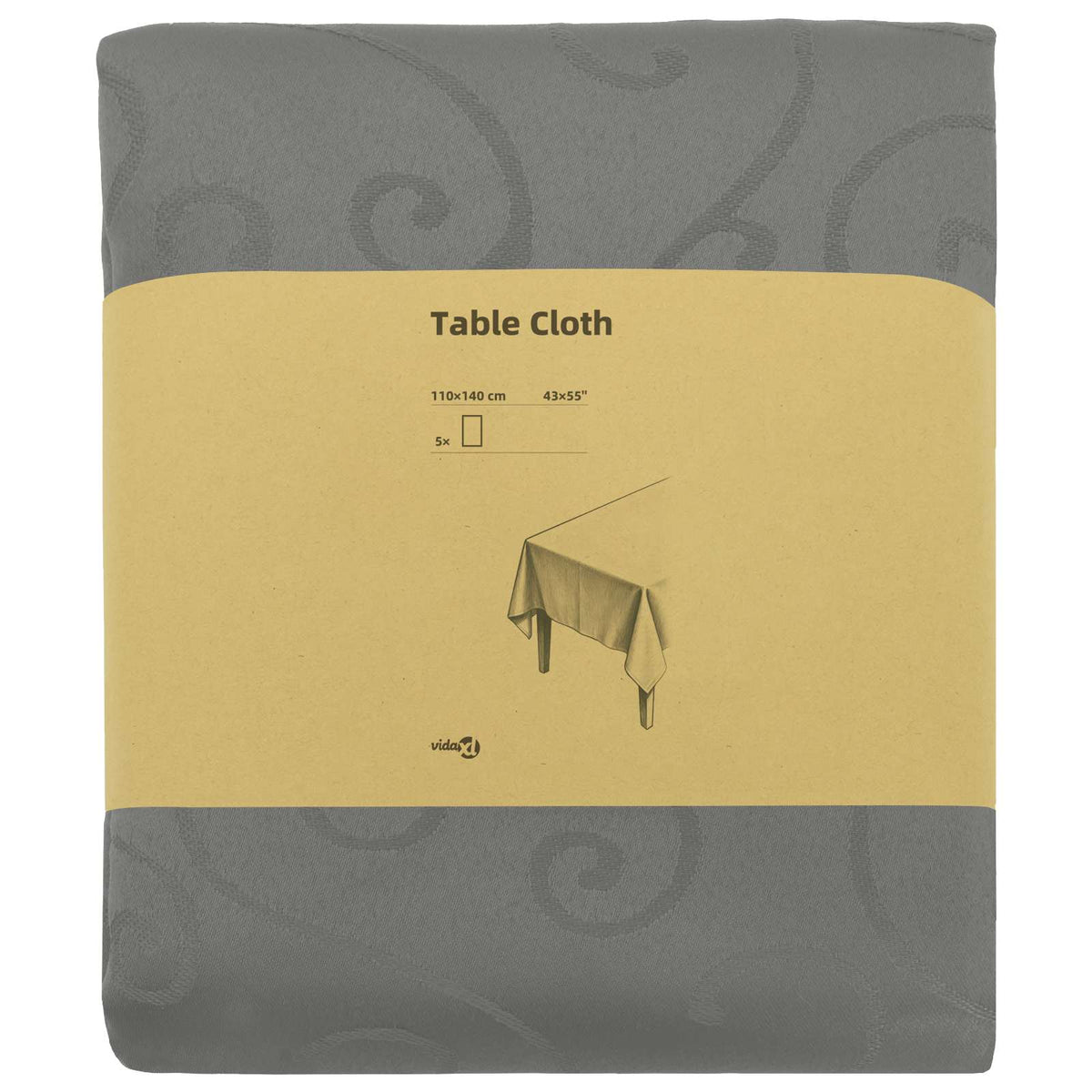 vidaXL Table Cloth 5 pcs Rectangular Light Grey 110 x 140 cm 3