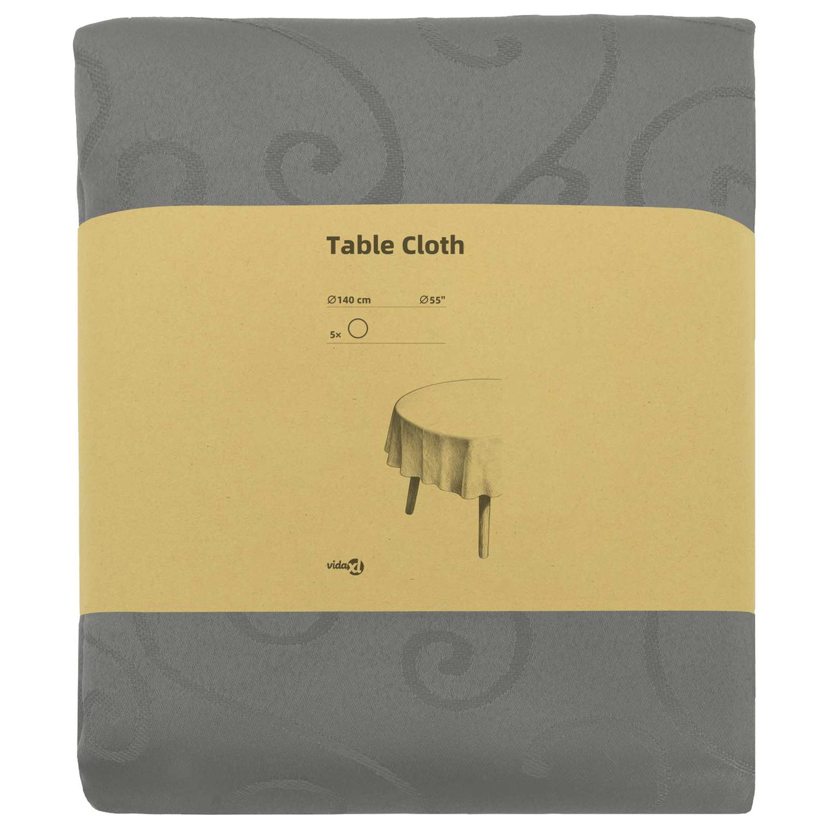 Table Cloth Rectangular 5 Light grey Ø 140 cm