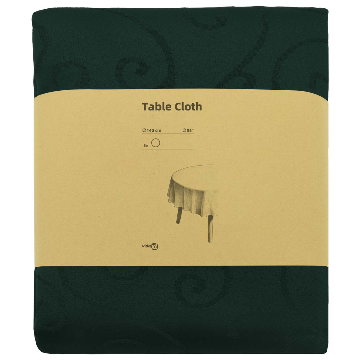 vidaXL Table Cloth 5 pcs Dark Green Dia. 140 cm Round 3