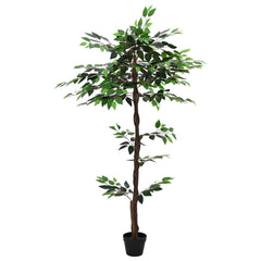 vidaXL Artificial Ficus Plant Green 85 x 18 x 160 cm Fabric and Wood 2
