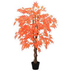 vidaXL Artificial Maple Tree Red 80 x 16 x 120 cm Fabric and Wood 2