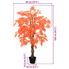 vidaXL Artificial Maple Tree Red 80 x 16 x 120 cm Fabric and Wood 6