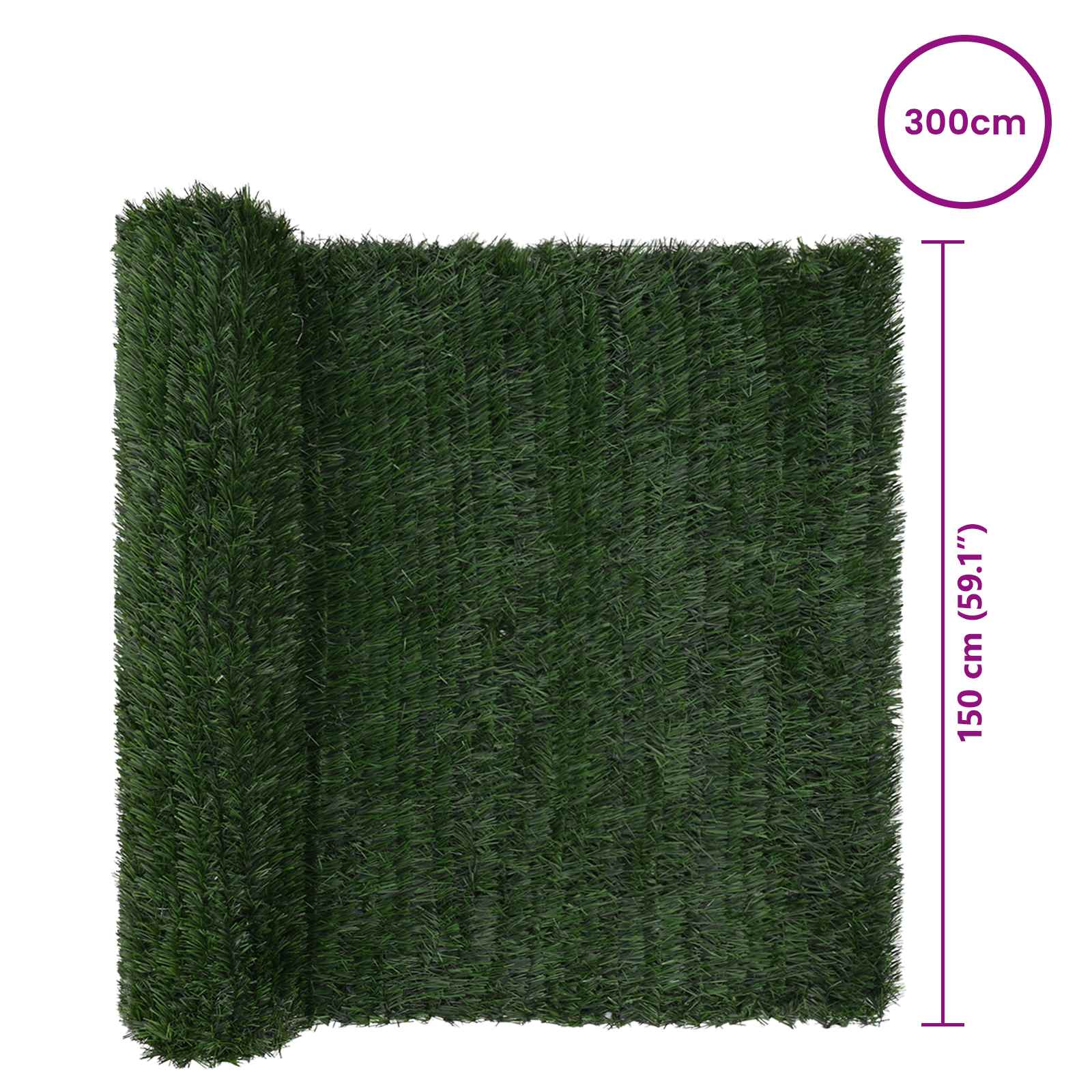 vidaXL Artificial Fence Dark Green 1.5 x 3 m PVC and Steel 6