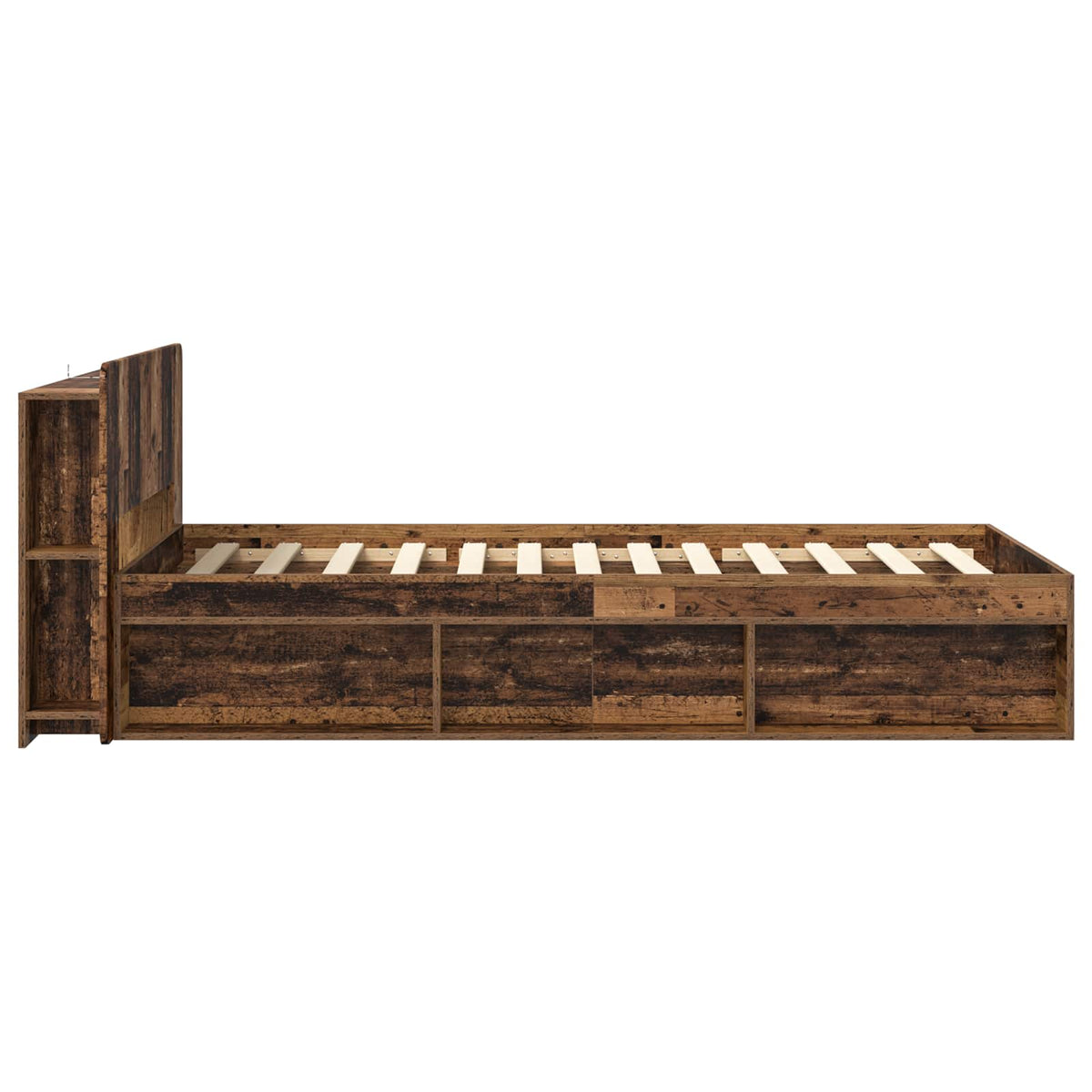 Bed Frame Storage Engineered Wood without Centre Shelf Old