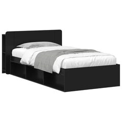 vidaXL Bed Frame with Storage Black 90 x 200 cm Engineered Wood 2