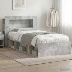 Bed Frame with Storage 100 x 200 cm Engineered Wood with Centre Shelf Concrete grey