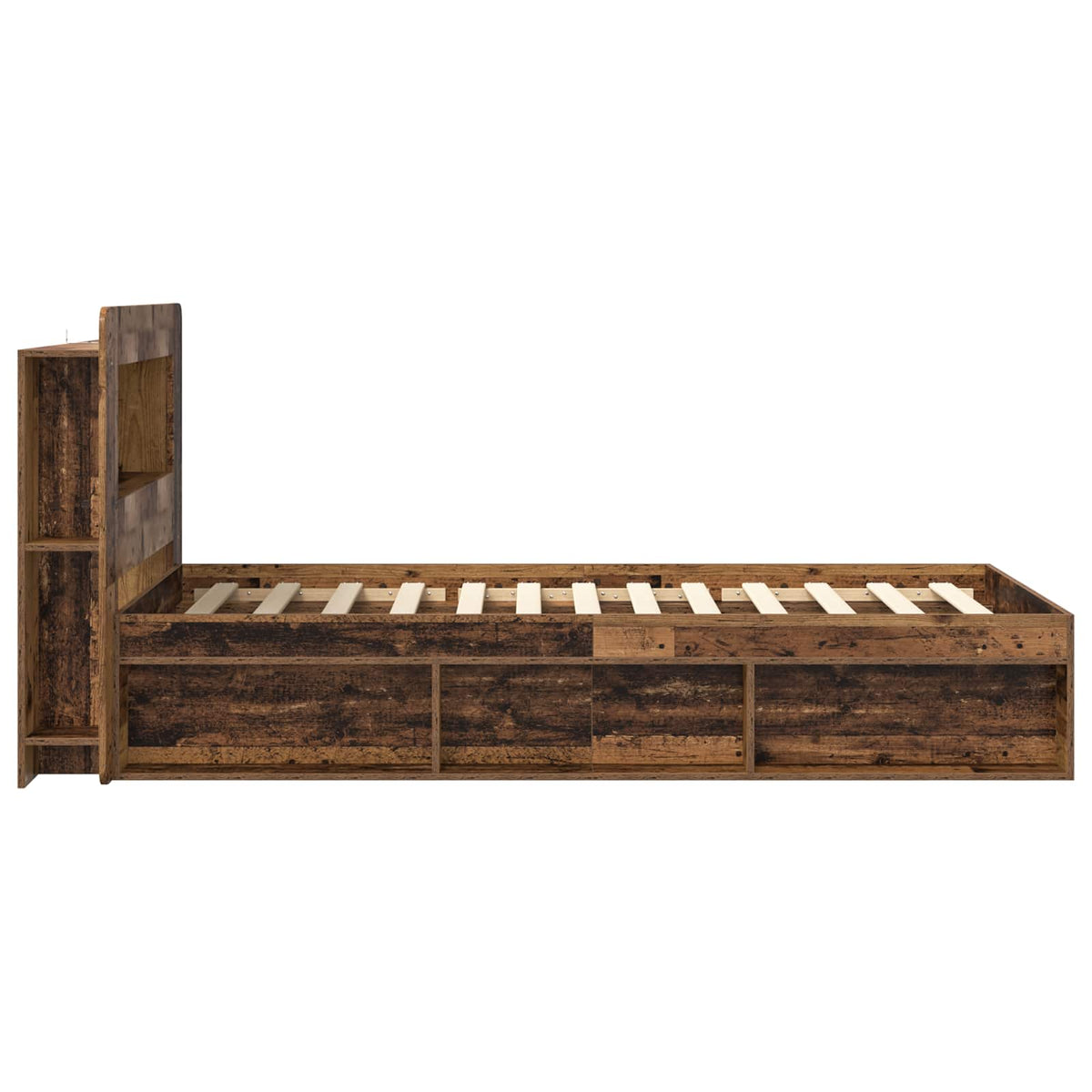 Bed Frame Storage Engineered Wood Centre Shelf Old