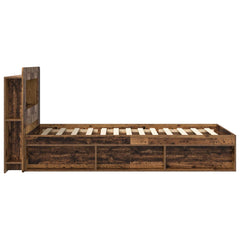 Bed Frame Storage Engineered Wood Centre Shelf Old