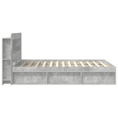 Bed Frame with Storage 140 x 200 cm with Centre Shelf Concrete grey