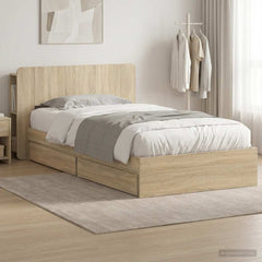 Bed Frame with Storage Engineered Wood Length 200 cm without Centre Shelf Sonoma oak 90 cm