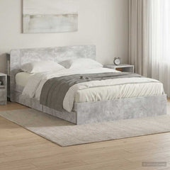 Bed Frame with Storage Engineered Wood Length 200 cm without Centre Shelf Concrete grey 150 cm