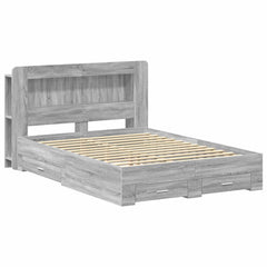 vidaXL Bed Frame with Storage Grey Sonoma 140 x 200 cm Engineered Wood 2