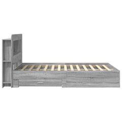 vidaXL Bed Frame with Storage Grey Sonoma 140 x 200 cm Engineered Wood 4