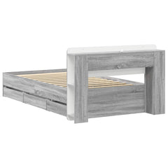 Bed Frame with Storage and Headboard Length 200 cm without Centre Shelf Grey Sonoma 80 cm