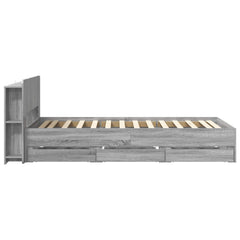 Bed Frame with Storage and Headboard Length 200 cm without Centre Shelf Grey Sonoma 80 cm