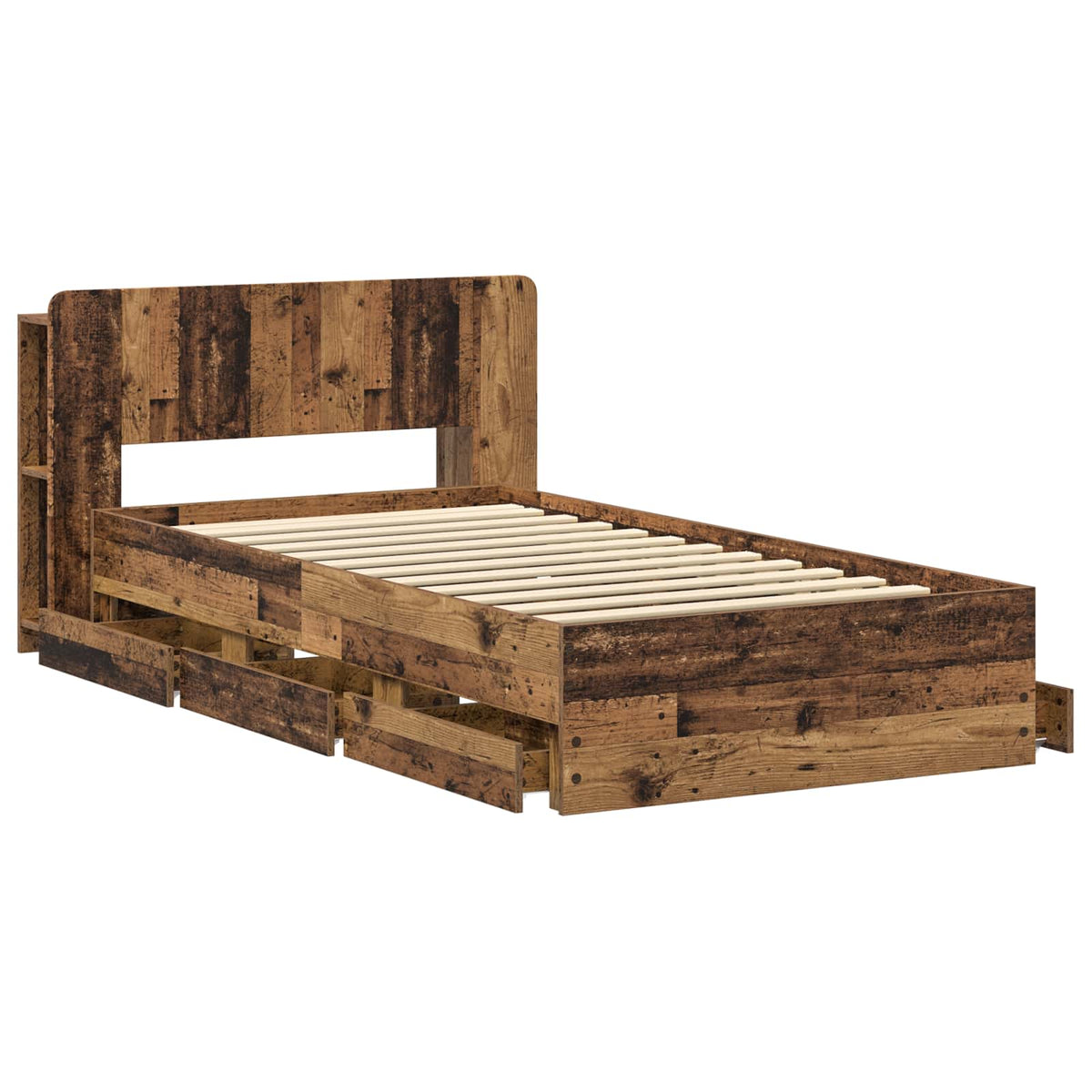vidaXL Bed Frame with Storage and Headboard Old Wood 80 x 200 cm 4