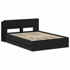Bed Frame with Storage and Headboard Length 200 cm without Centre Shelf Black 150 cm