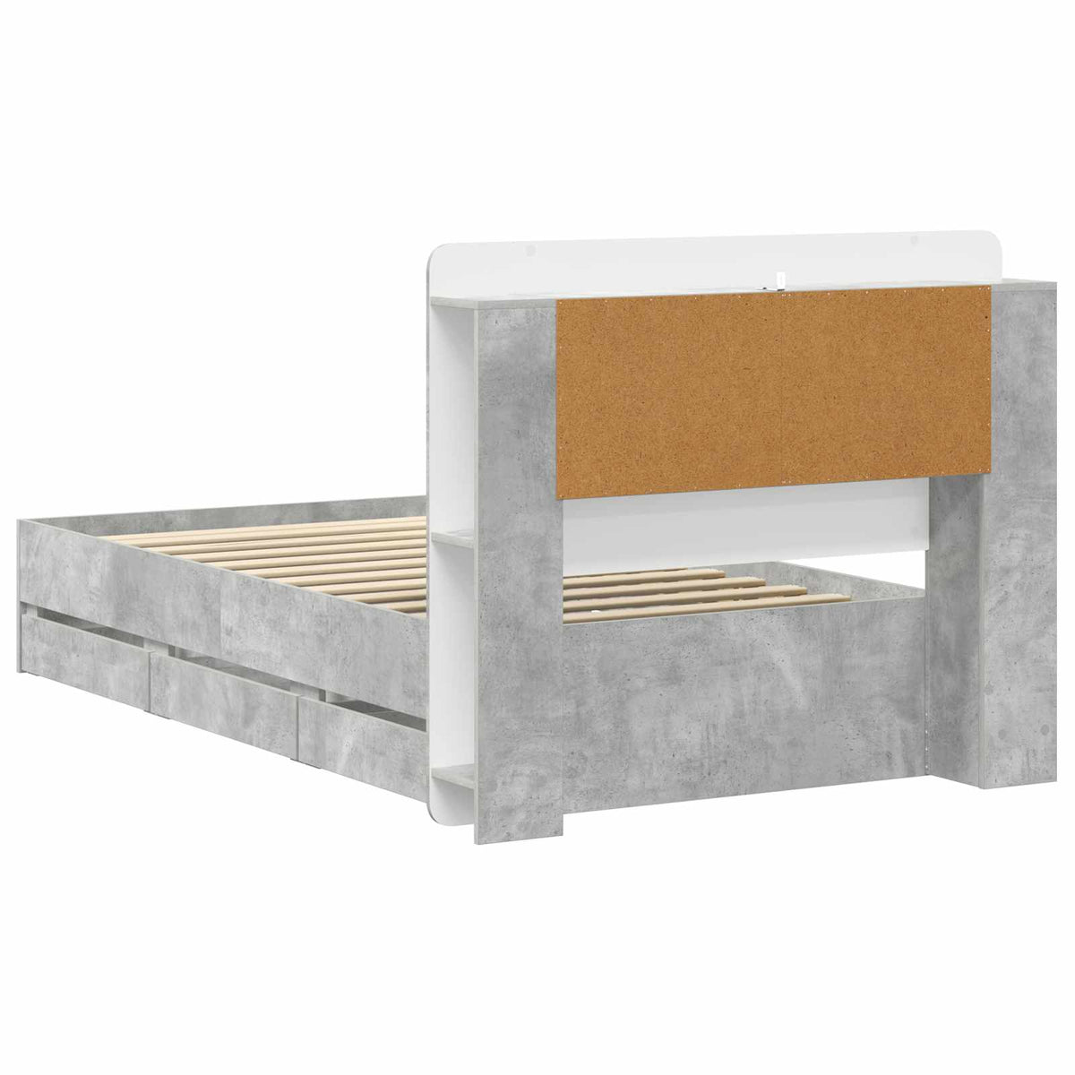 Bed Frame with Storage and Headboard Length 200 cm with Centre Shelf Concrete Grey 80 cm