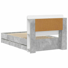 Bed Frame with Storage and Headboard Length 200 cm with Centre Shelf Concrete Grey 80 cm