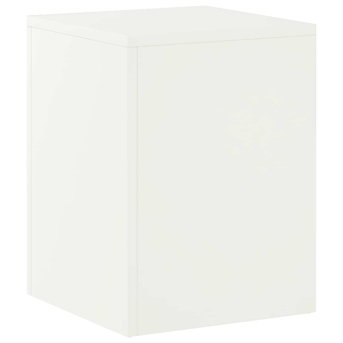 The white plant stand shown from the front, a simple cube shape with a flat top