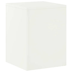 The white plant stand shown from the front, a simple cube shape with a flat top