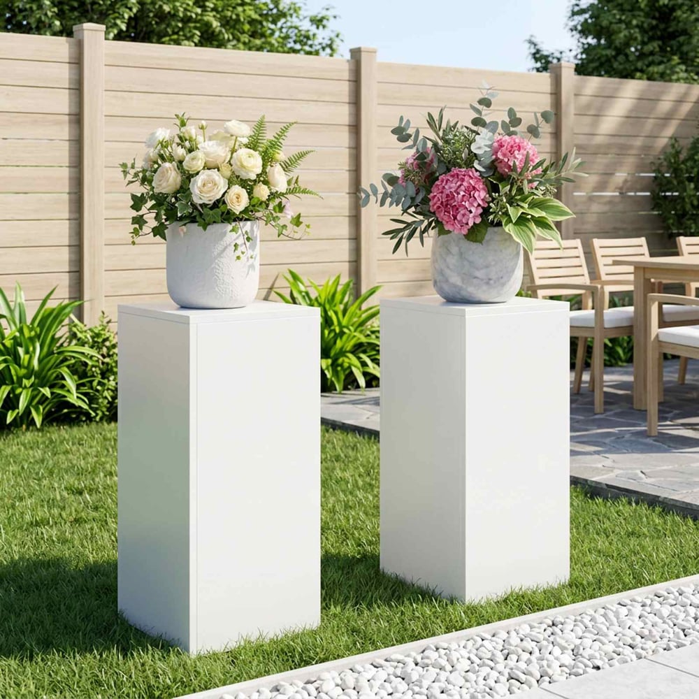 Plant Stand 30 x 30 x 40 cm Steel White 2x (30 x 30 x 60 cm)
