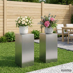 Plant Stand Silver 30 x 30 x 40 cm Steel Galvanised Steel 2x (30 x 30 x 60 cm)