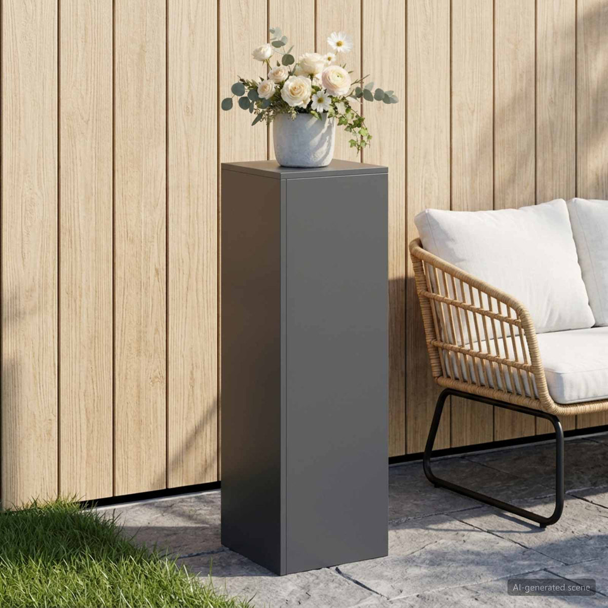 Plant Stand 2 pcs 24 x 24 x 35 cm Steel Anthracite 1x (30 x 30 x 100 cm)