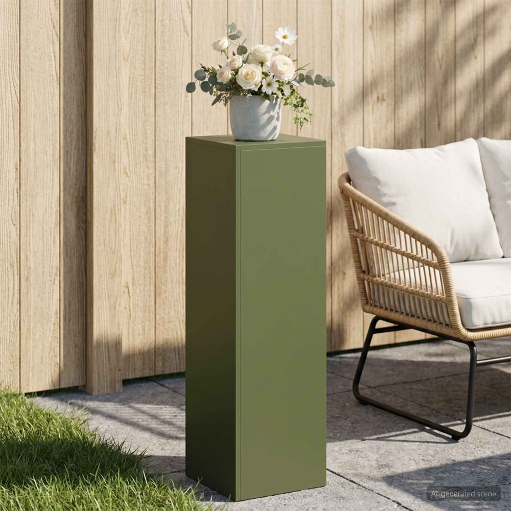 Plant Stand 2 pcs 30 x 30 x 40 cm Steel Olive Green 1x (30 x 30 x 100 cm)
