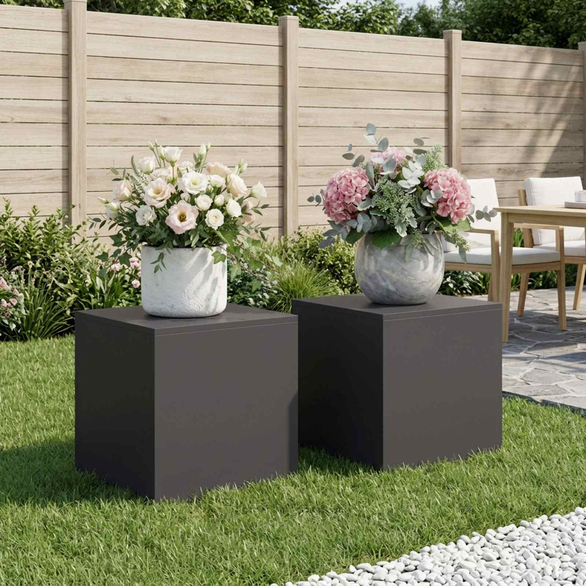 Plant Stand 30 x 30 x 40 cm Steel Black 2x (40 x 40 x 40 cm)