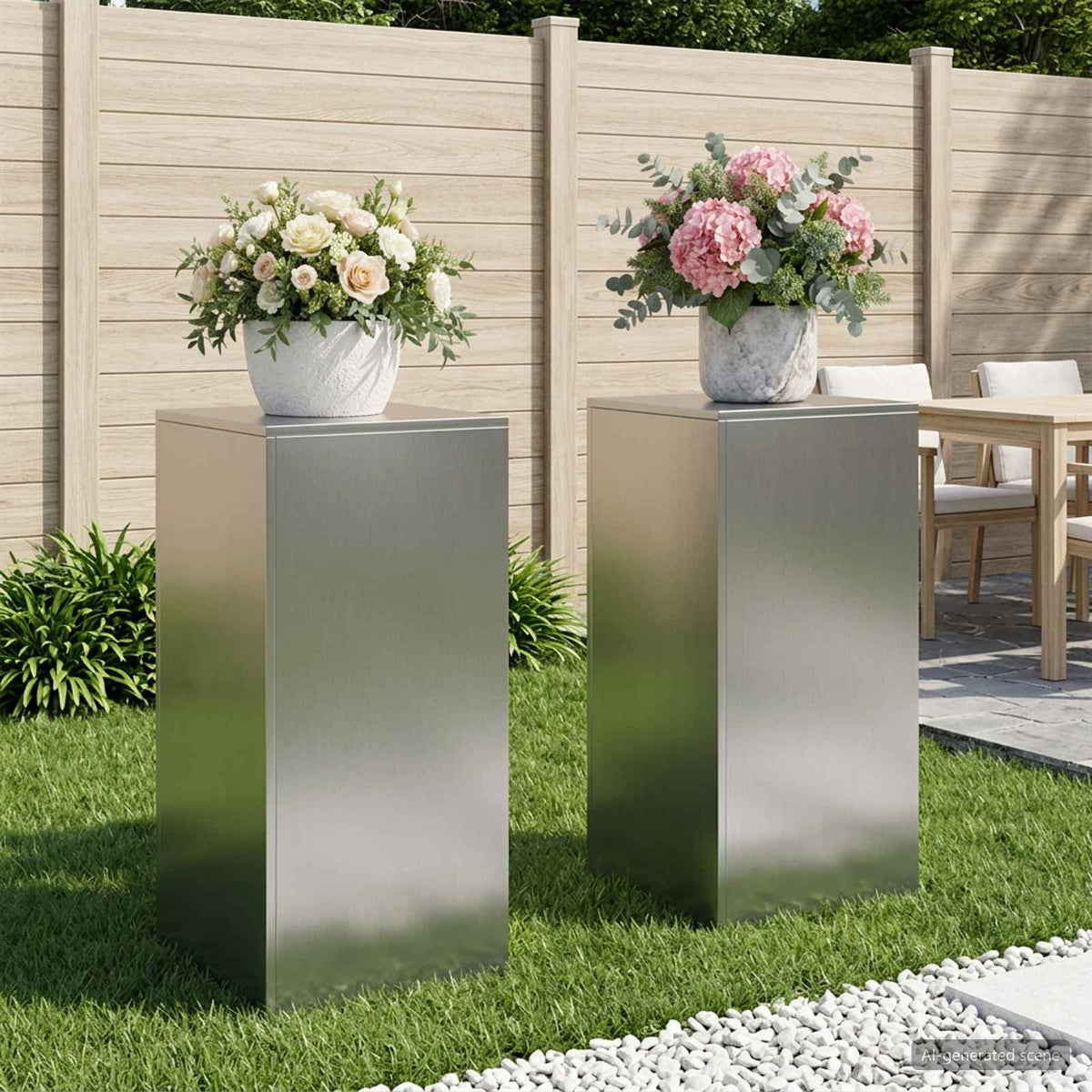 Plant Stand Silver 30 x 30 x 40 cm Steel Galvanised Steel 2x (40 x 40 x 80 cm)