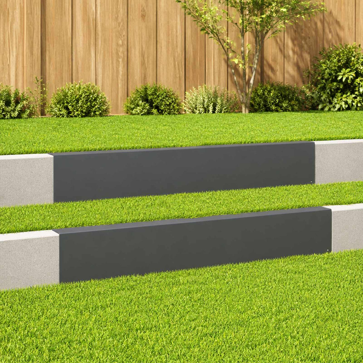 vidaXL Garden Cover Profile 2 pcs 100 x 5 x 15 cm Steel Black 1