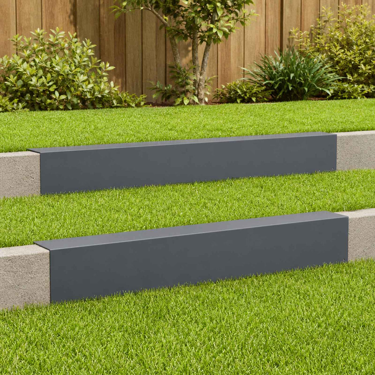 Garden Cover Profile 100 x 20 x 15 cm Steel 2 pcs Anthracite