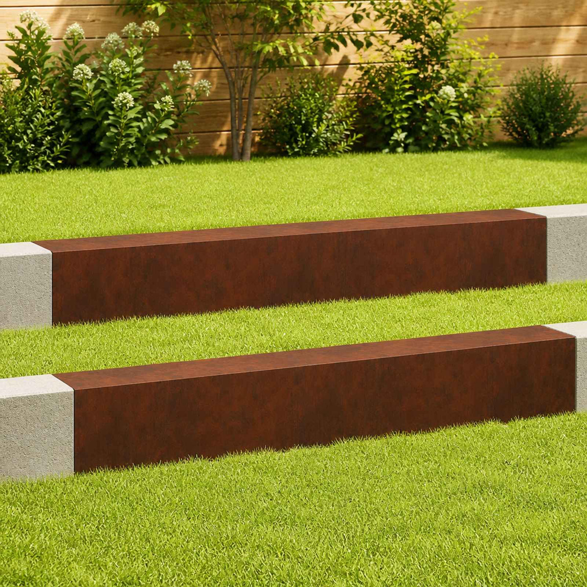 Garden Cover Profile 100 x 20 x 15 cm Steel 2 pcs Weathering steel