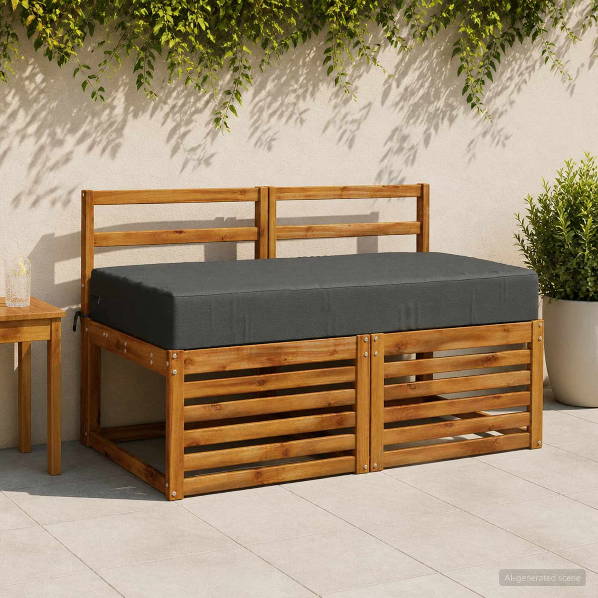 Seat Cushion SOEST 100% Polyester 120 x 80 x 15 cm Melange Anthracite