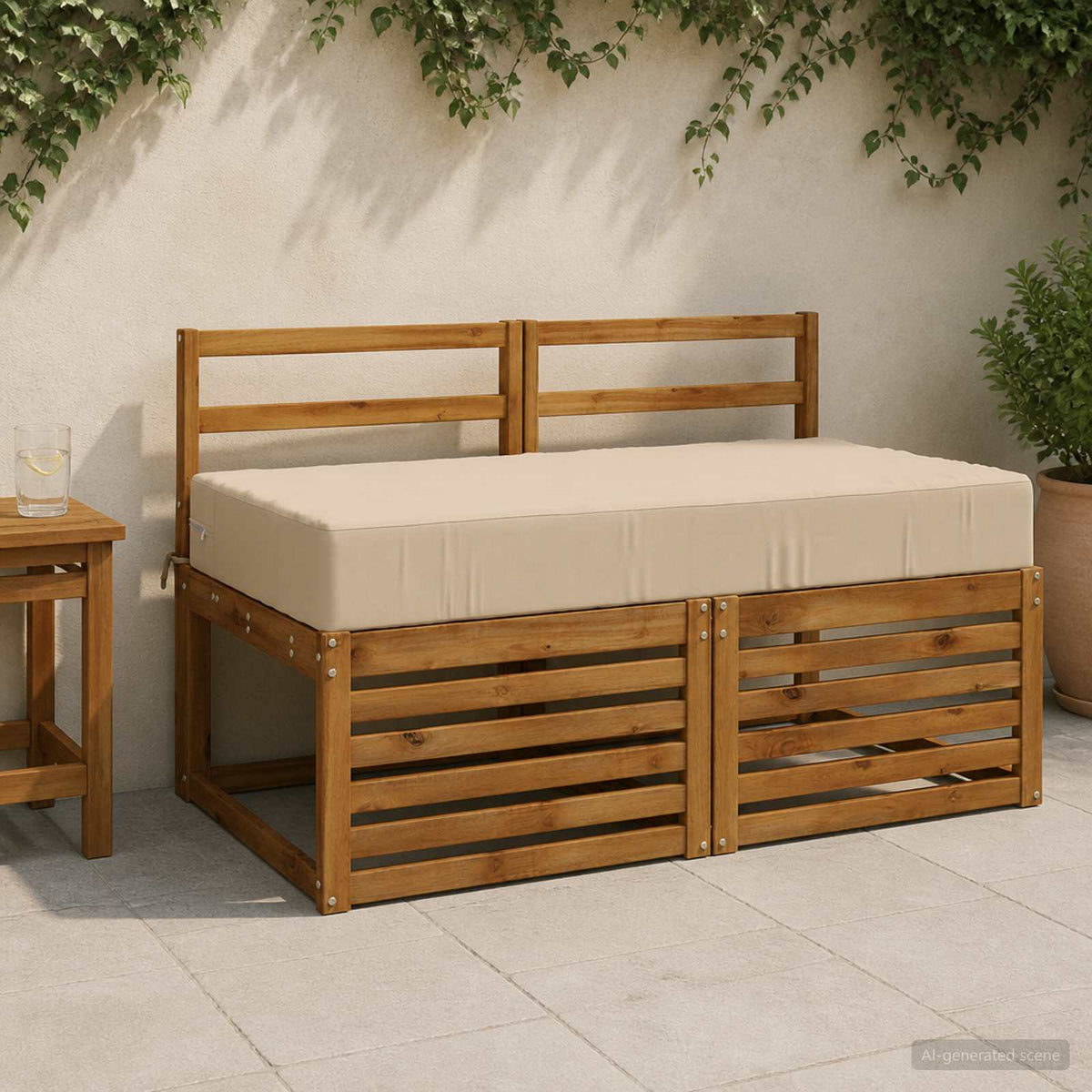 Seat Cushion SOEST 100% Polyester 120 x 80 x 15 cm Melange Cream