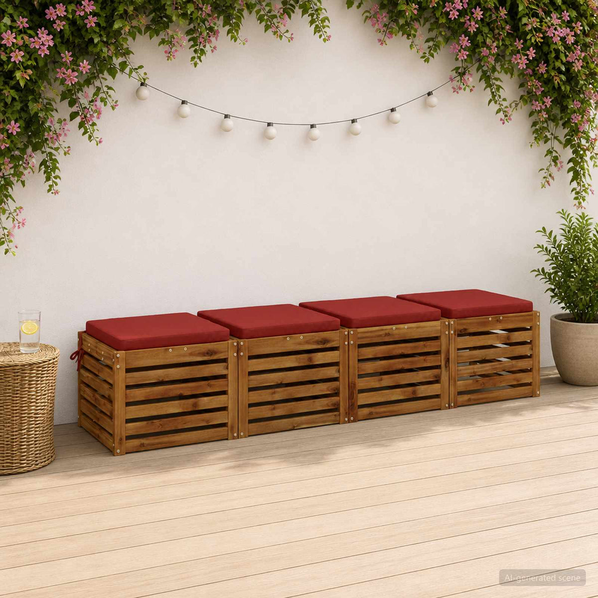 vidaXL Seat Cushions SOEST 4 pcs 100% Polyester Red 50 x 50 x 5 cm 1