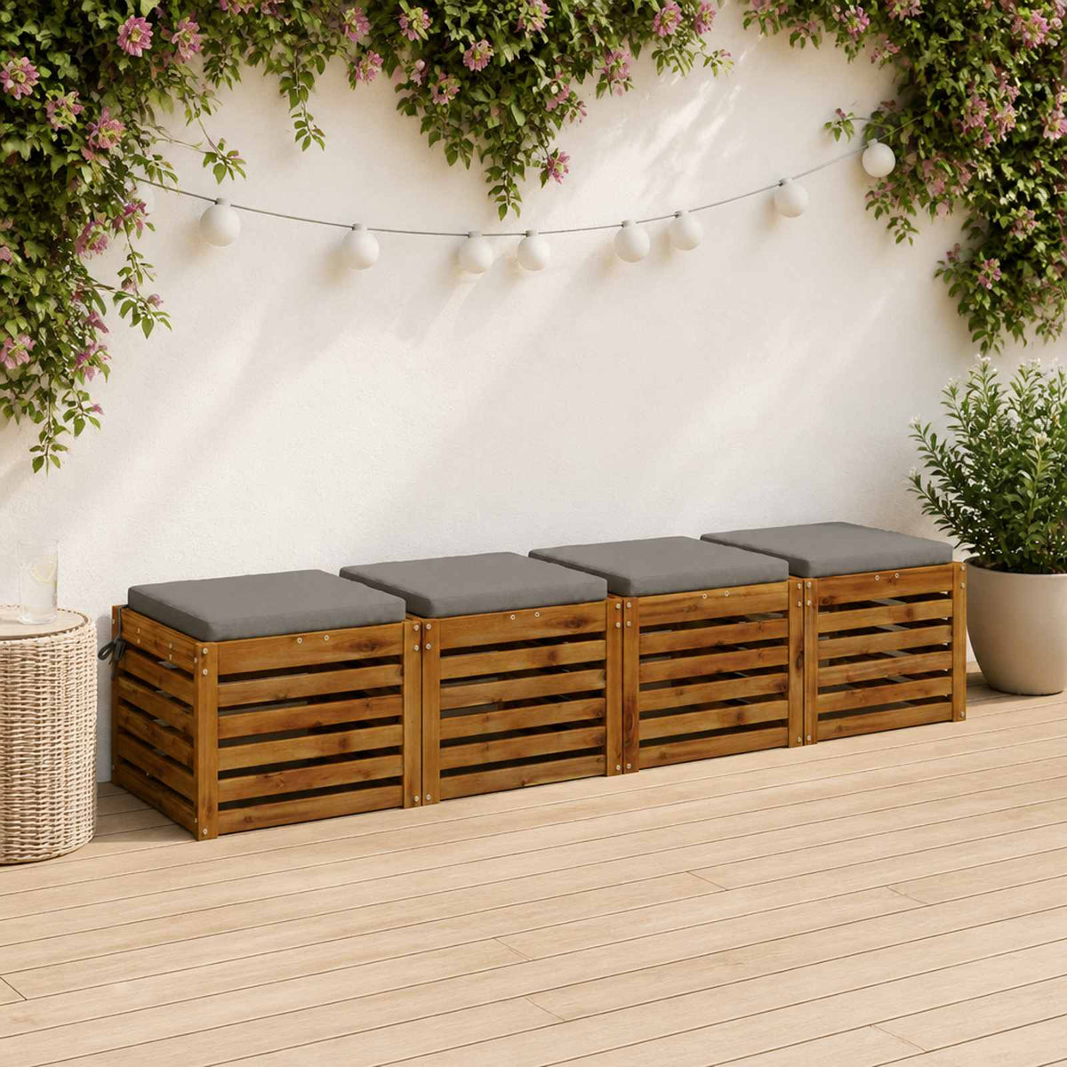 vidaXL Seat Cushions SOEST 4 pcs 100% Polyester Grey 50 x 50 x 5 cm 1