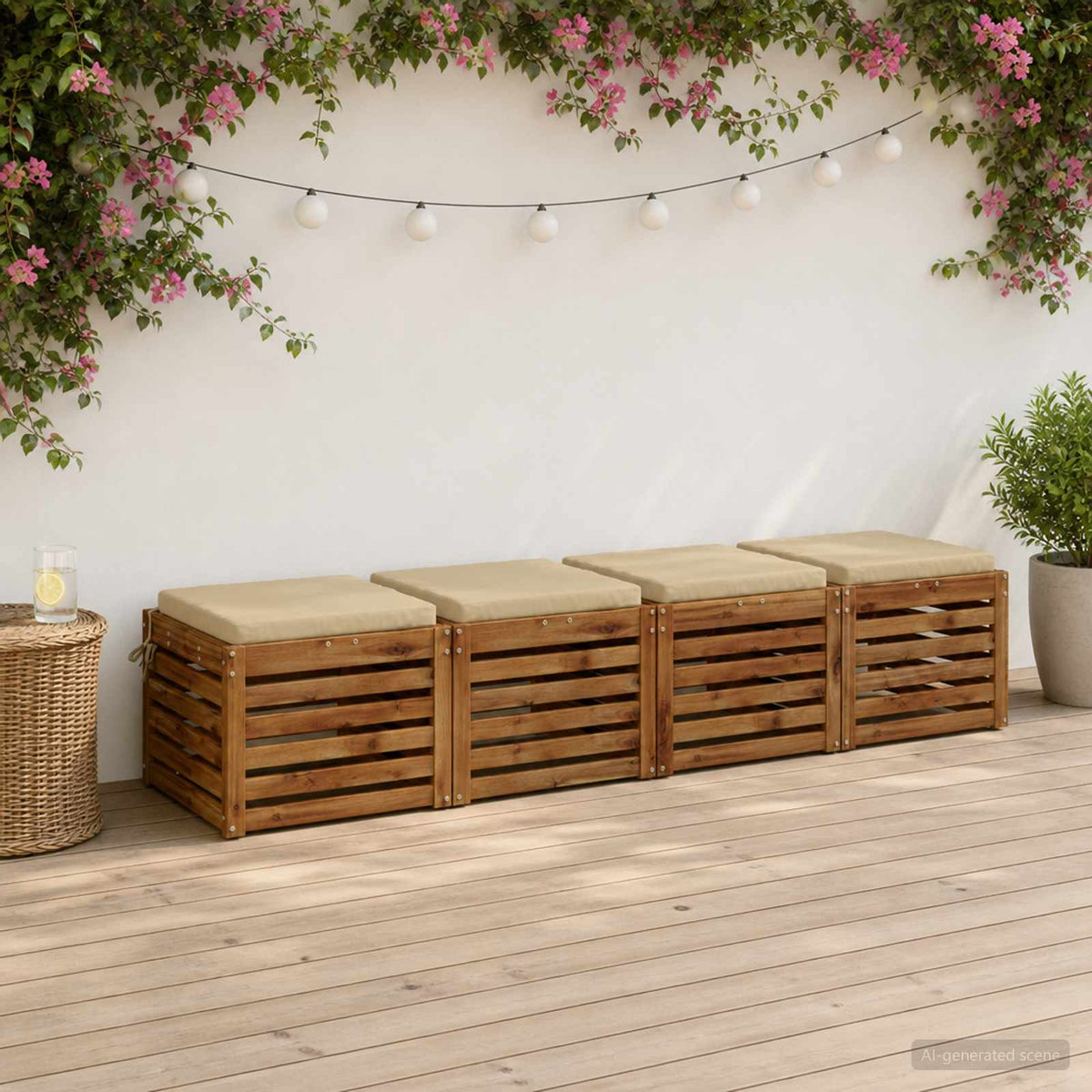 vidaXL Seat Cushions SOEST 4 pcs 100% Polyester Beige 50 x 50 x 5 cm 1