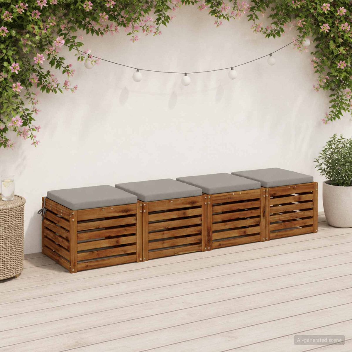 vidaXL Seat Cushions SOEST 4 pcs 100% Polyester Grey 50 x 50 x 5 cm 1