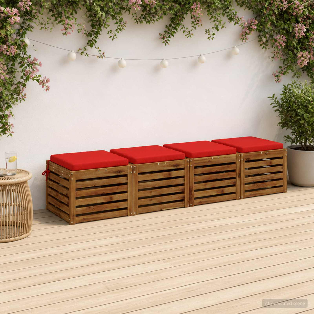 vidaXL Seat Cushions SOEST 4 pcs 100% Polyester Red 50 x 50 x 5 cm 1