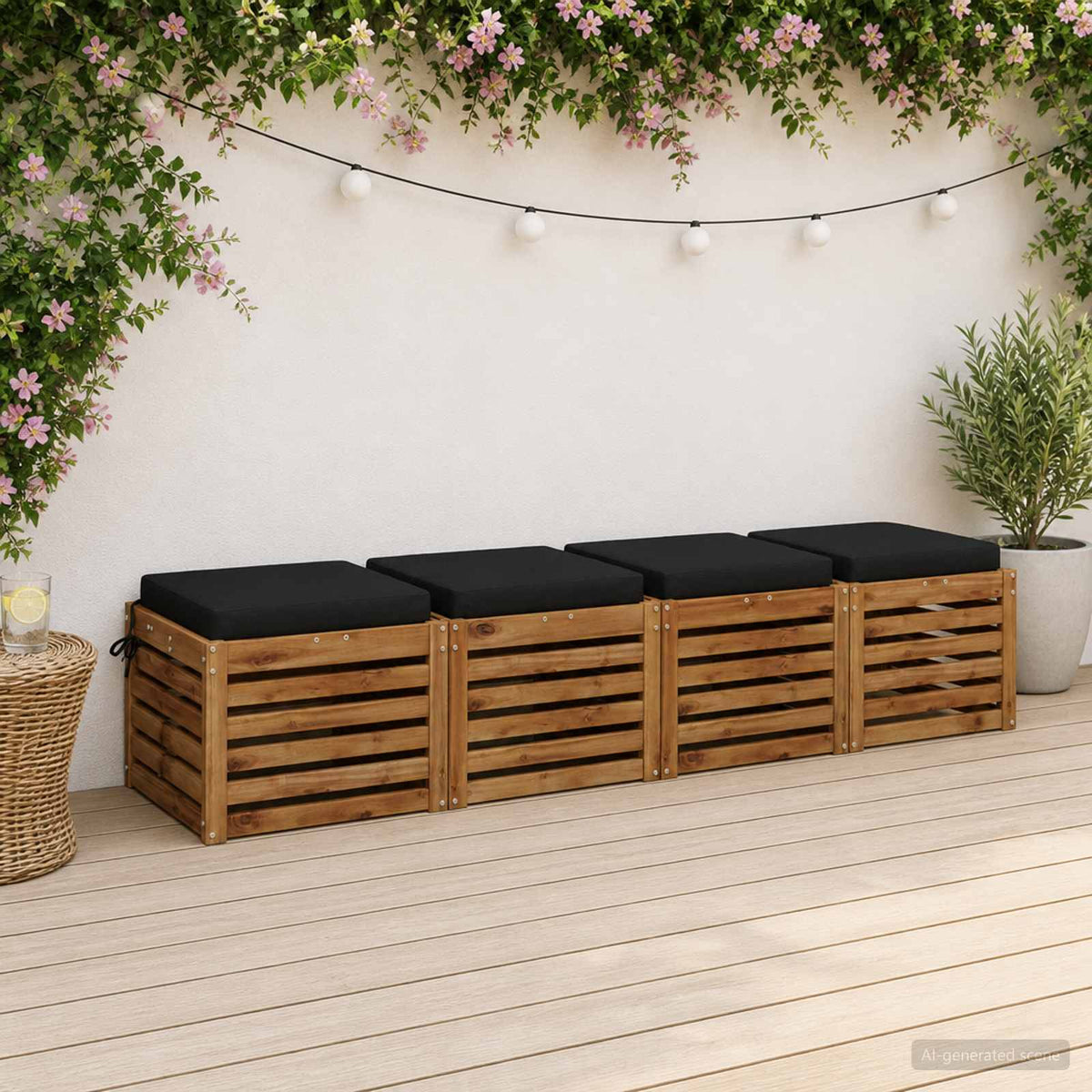 Seat Cushions SOEST 100% Polyester Anthracite 4 pcs in Black (melange)
