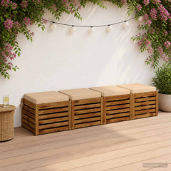 Seat Cushions SOEST 100% Polyester Anthracite 4 pcs in Cream (melange)