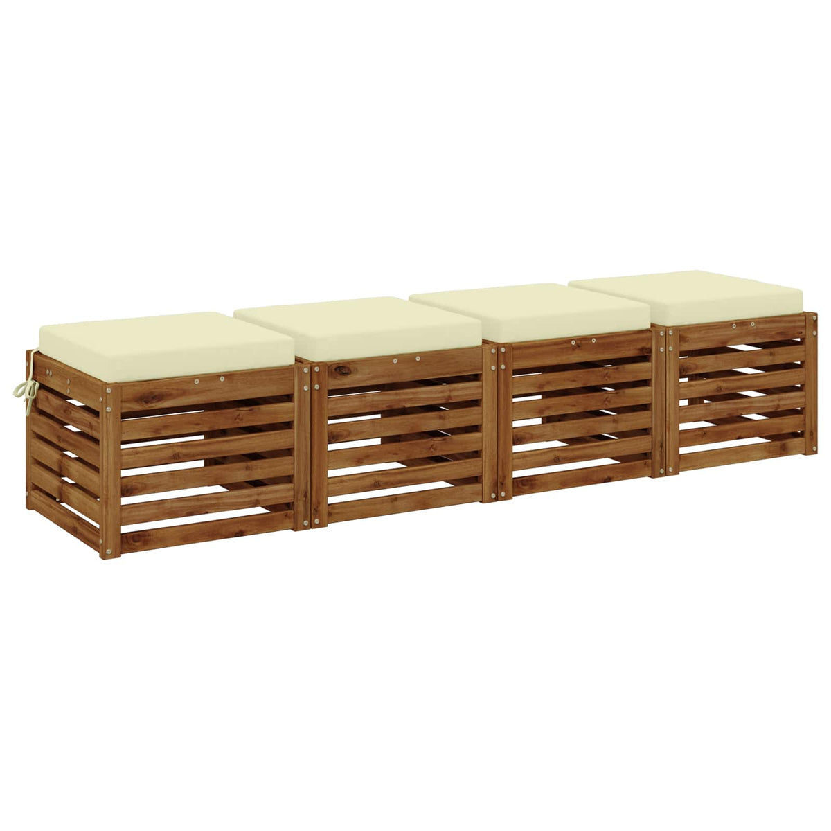 vidaXL Seat Cushions SOEST 4 pcs 100% Polyester Cream 45 x 45 x 7 cm 3
