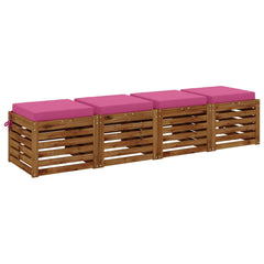 vidaXL Seat Cushions SOEST 4 pcs 100% Polyester Pink 45 x 45 x 7 cm 3