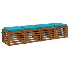 Seat Cushions SOEST 4 pcs 100% Polyester Turquoise, image 3