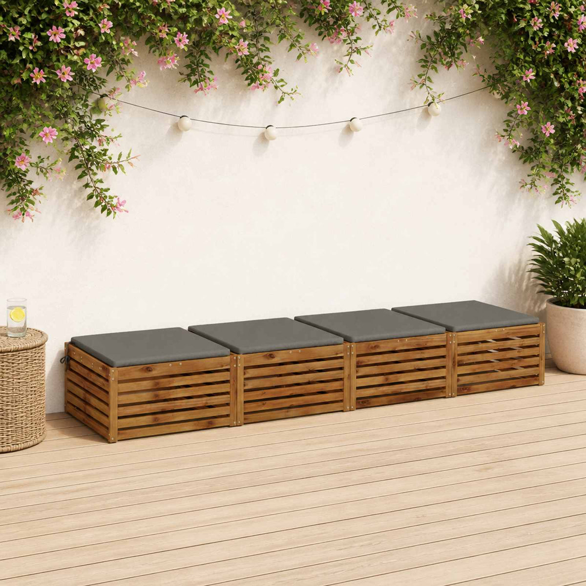 vidaXL Seat Cushions SOEST 4 pcs 100% Polyester Grey 70 x 70 x 3 cm 1