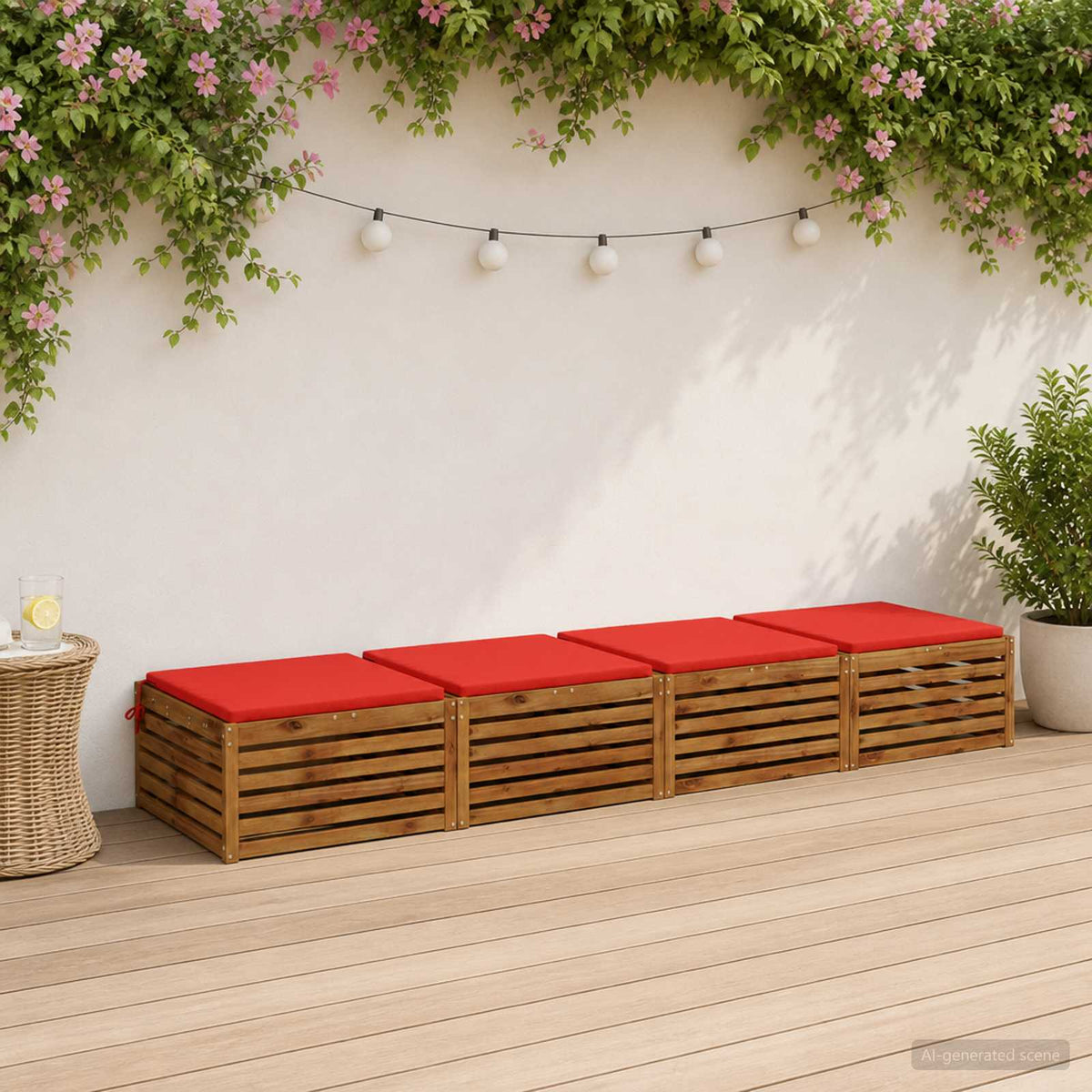 vidaXL Seat Cushions SOEST 4 pcs 100% Polyester Red 60 x 60 x 3 cm 1