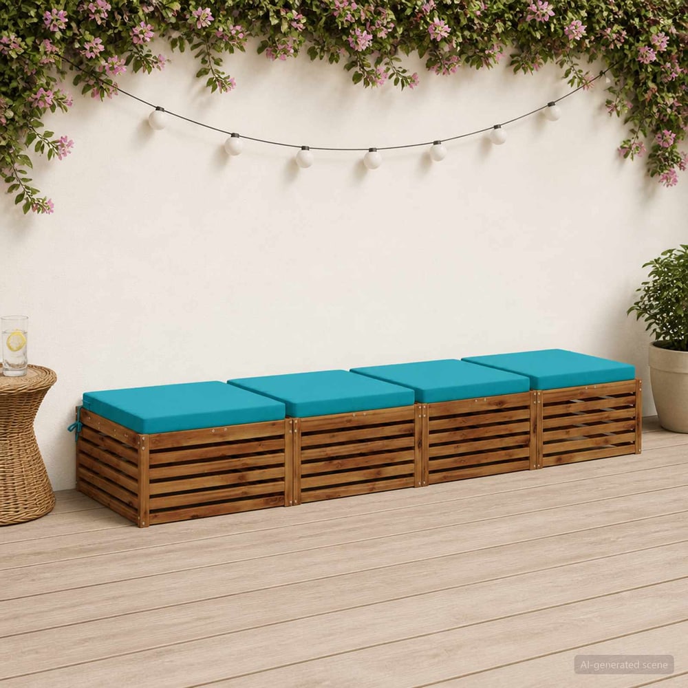 Seat Cushions SOEST 4 pcs 100% Polyester Turquoise 1