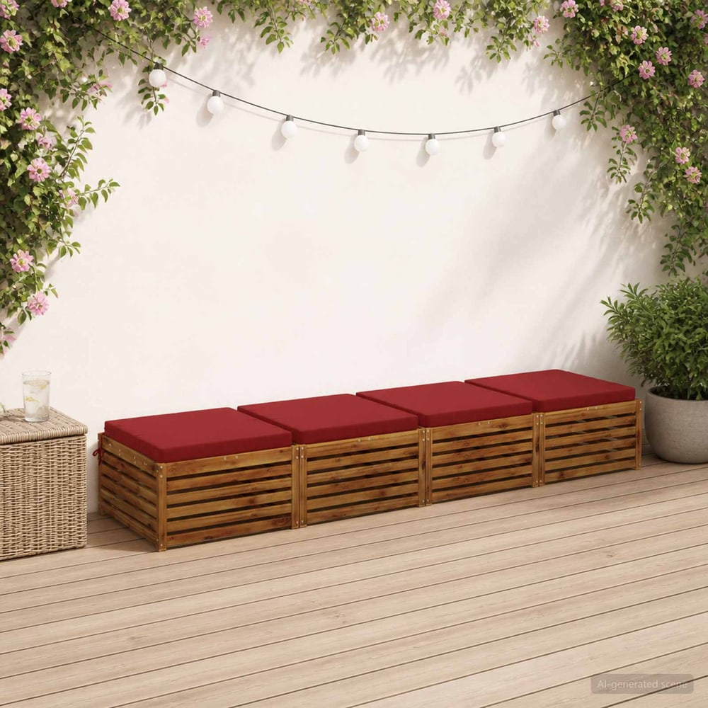 Seat Cushions SOEST 4 pcs 100% Polyester Wine Red 1